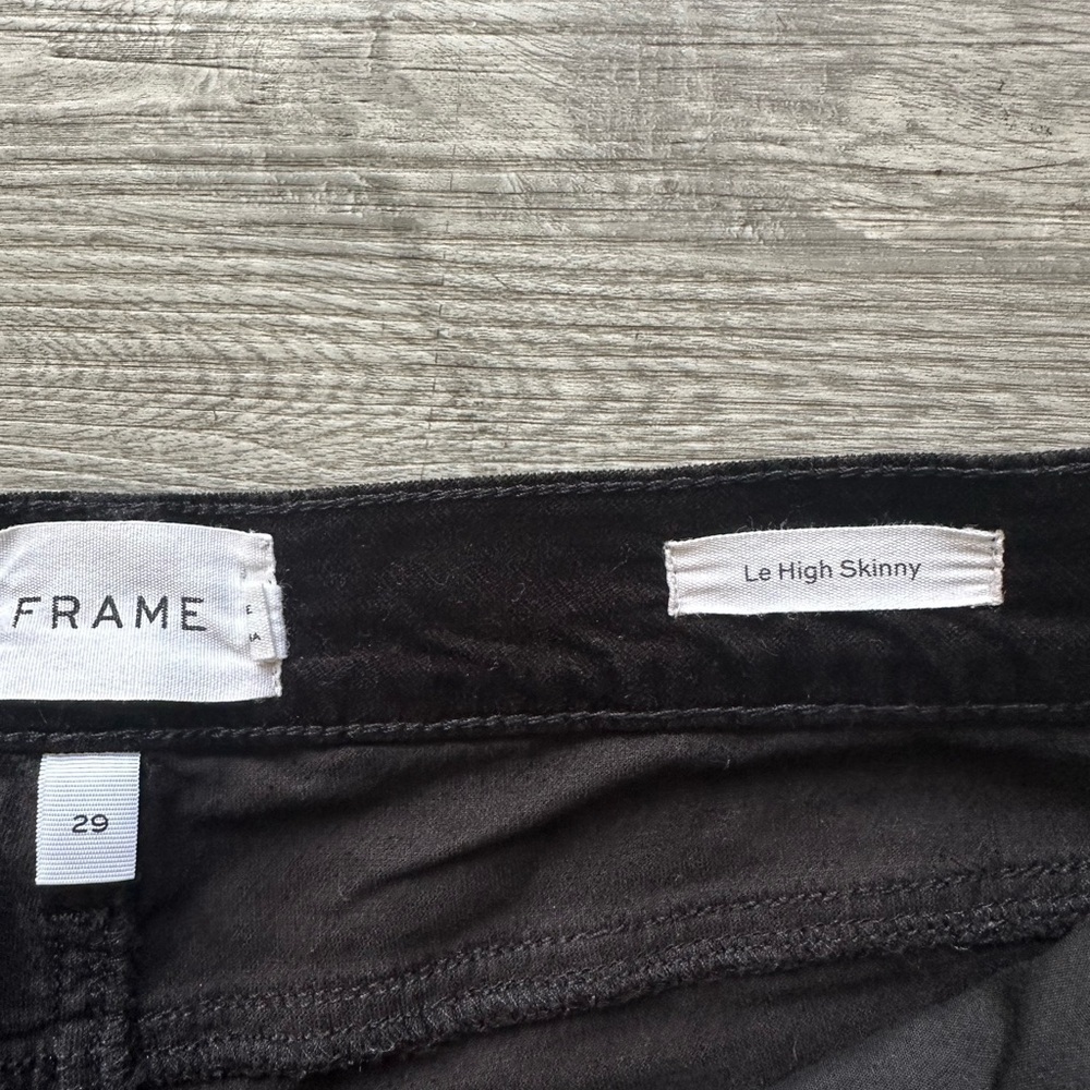 Frame  velvet pants Le High Skinny in Classic Black Sz 29 neutral - Picture 4 of 6